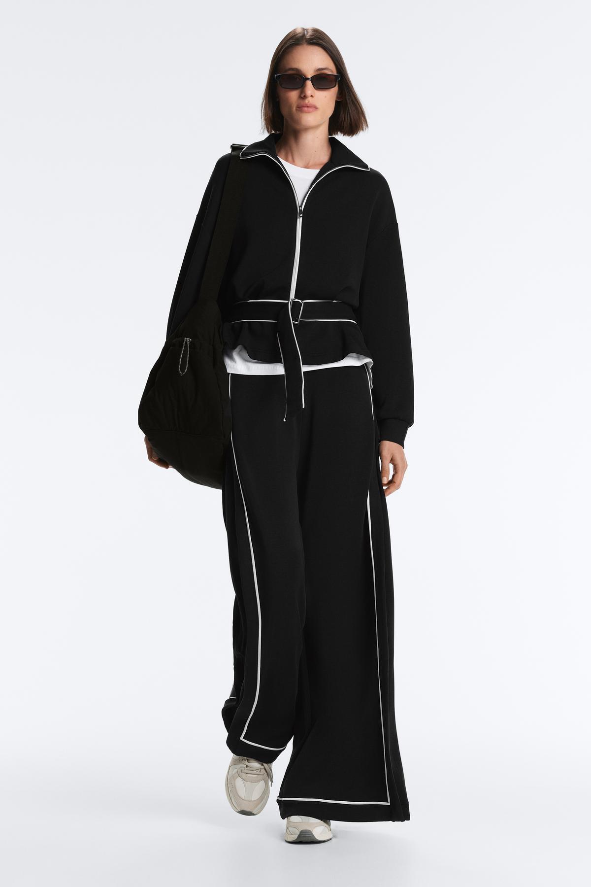 Oysho  Kontrast Piping Detaylı Yumuşak Dokunuşlu Modal Geniş Paça Pantolon - Görsel 6