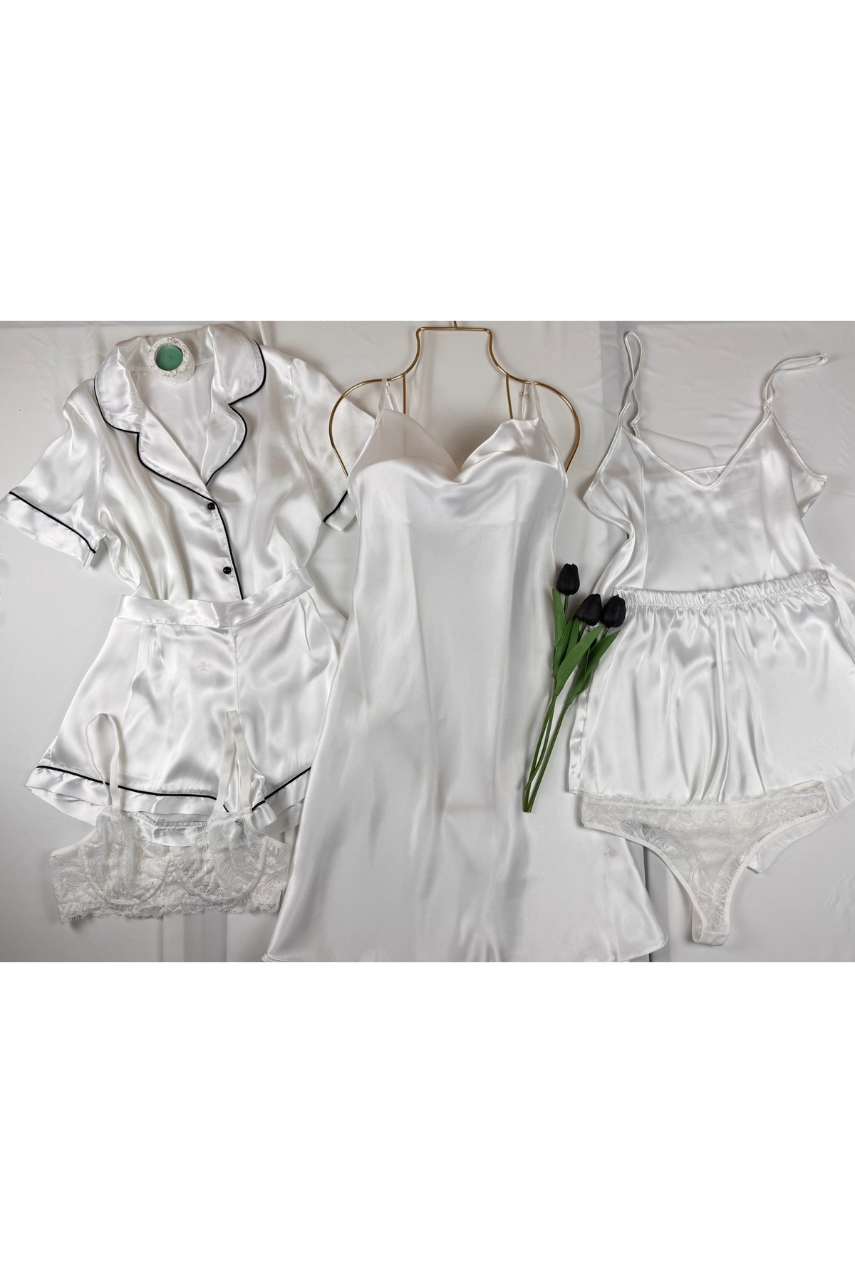 ROZENİN LINGERIE 6 Parça Gecelik Pijama İç Çamaşır Takımı Mini Çeyiz Seti