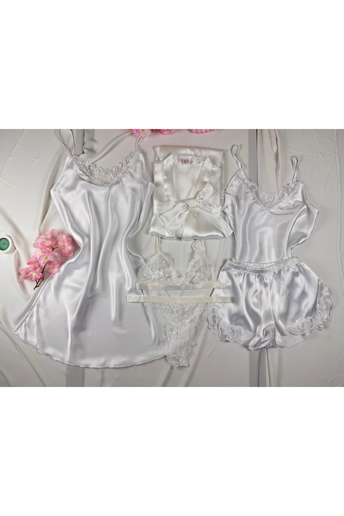 ROZENİN LINGERIE 6 Parça Sabahlık Gecelik İç Çamaşırı Takımı Çeyiz Seti