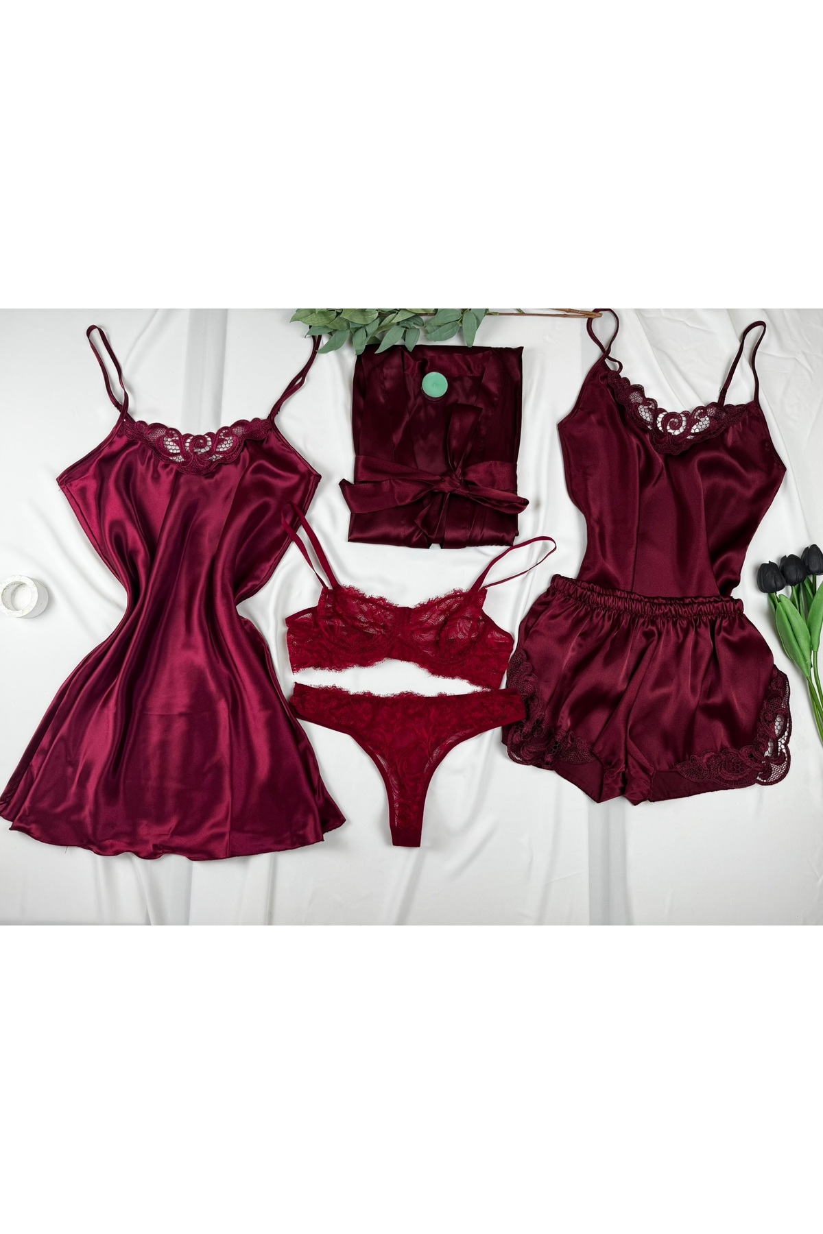 ROZENİN LINGERIE 6 Parça Sabahlık Gecelik İç Çamaşırı Takımı Çeyiz Seti