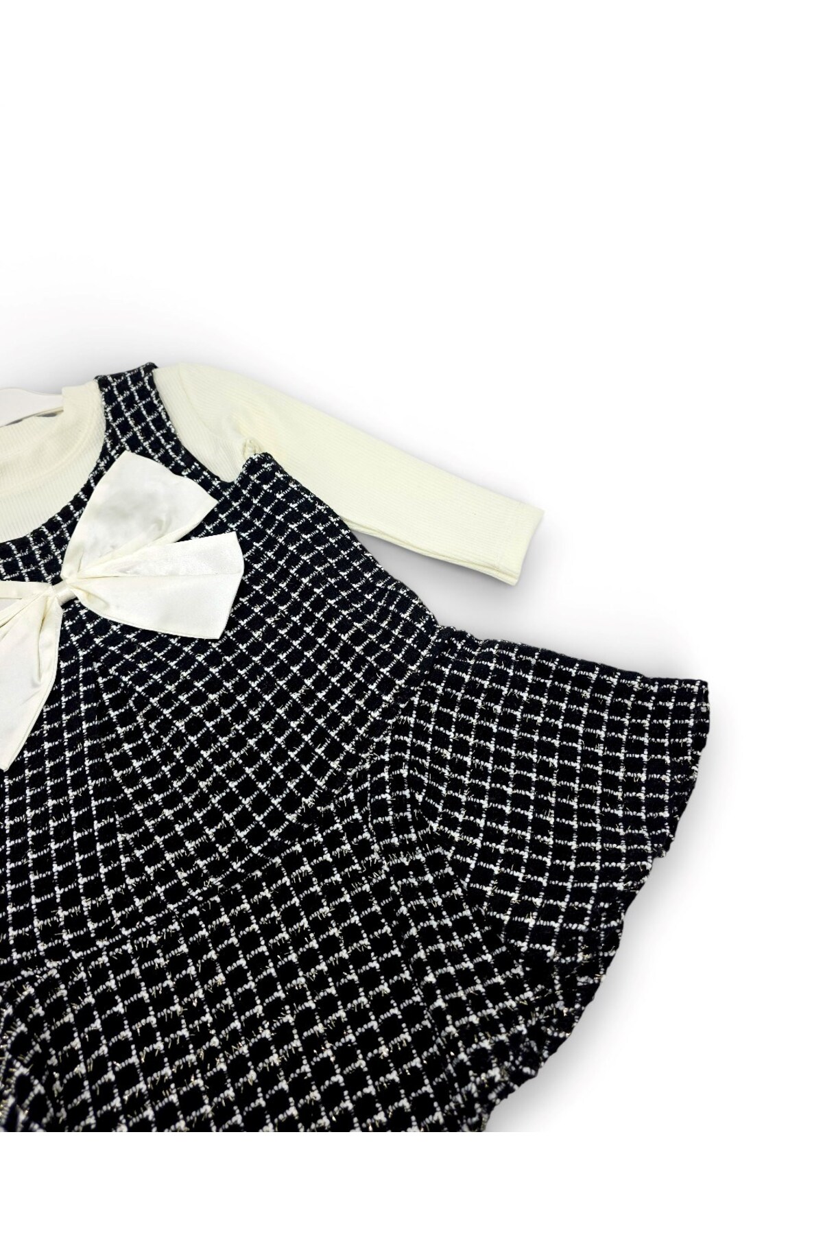 Egelite Kız Çocuk Bayramlık Ekoseli Jileli ve Badili 3-4-5-6-7 Yaş Şık Elbise fotoğrafı 7 (önizleme)