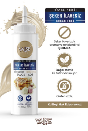 Valse Şeker İlavesiz (Stevia'lı) Sütlü Beyaz Sos (Glutensiz) 330 Gr Waffle & ...