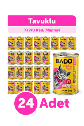 Bado Yavru Kedi Yaş Maması Tavuk Etli 400GR 24Lü