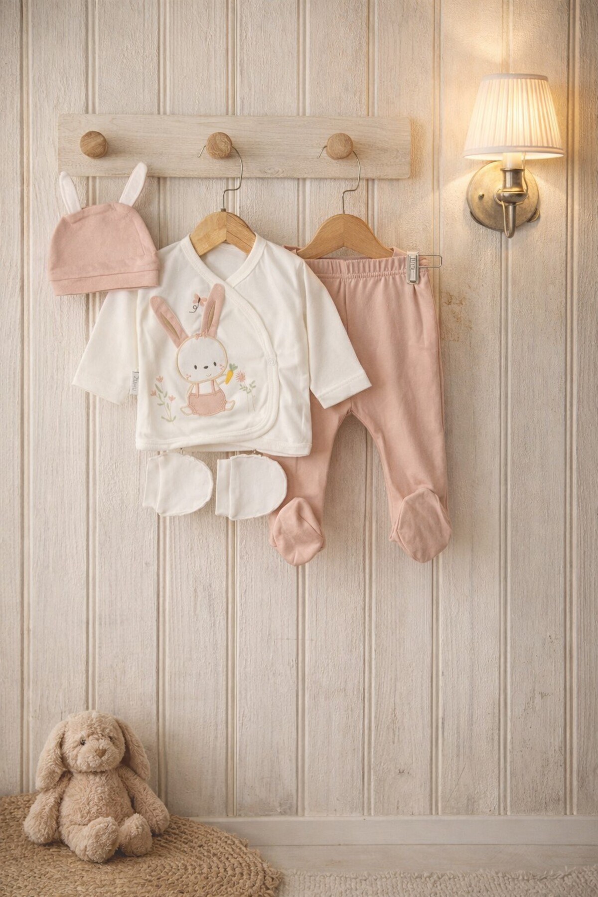 Arin Baby 5 'Lİ TAVŞANLI KULAKLI %100 PAMUK YENİ DOĞAN KIZ BEBEK HASTANE ÇIKIŞ SETİ/KIZ BEBEK ZIBIN SET fotoğrafı 2 (önizleme)