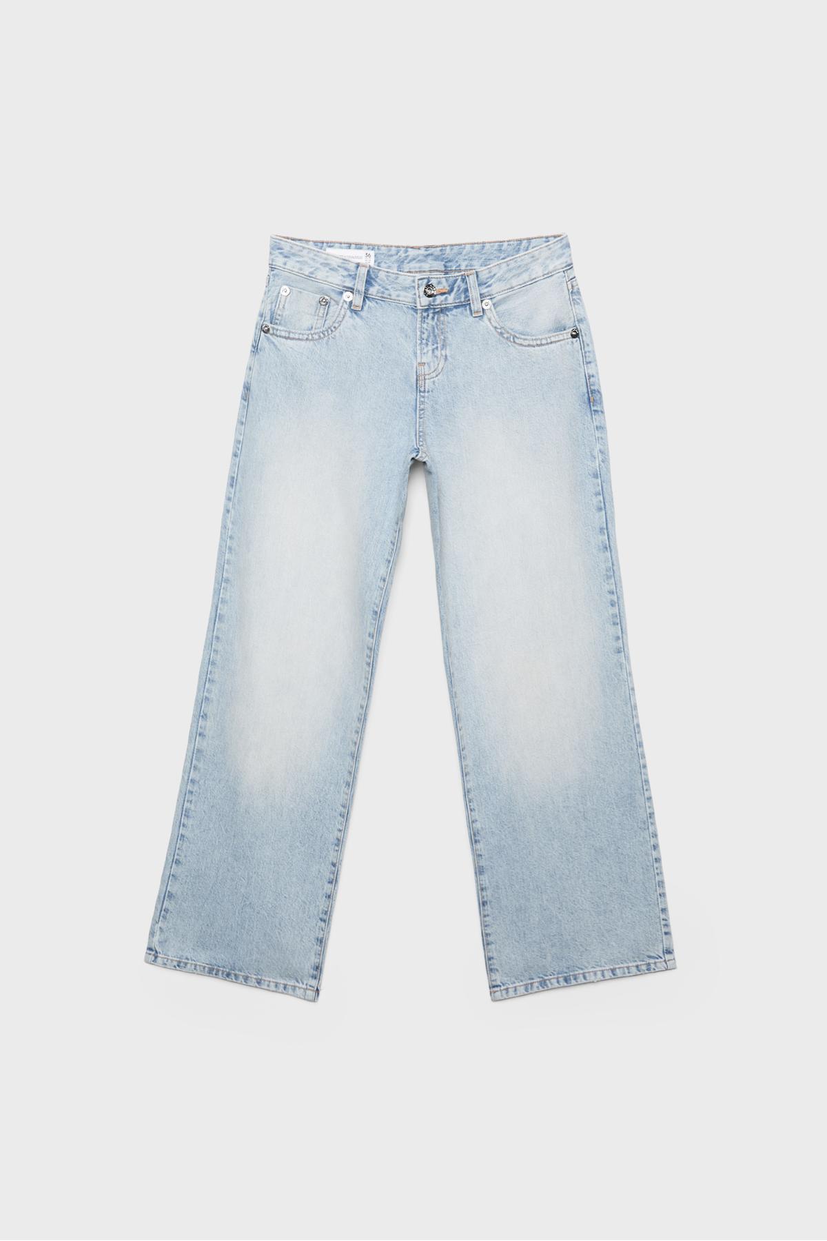 Stradivarius  Düşük bel straight fit zımbalı cepli jean - Görsel 7