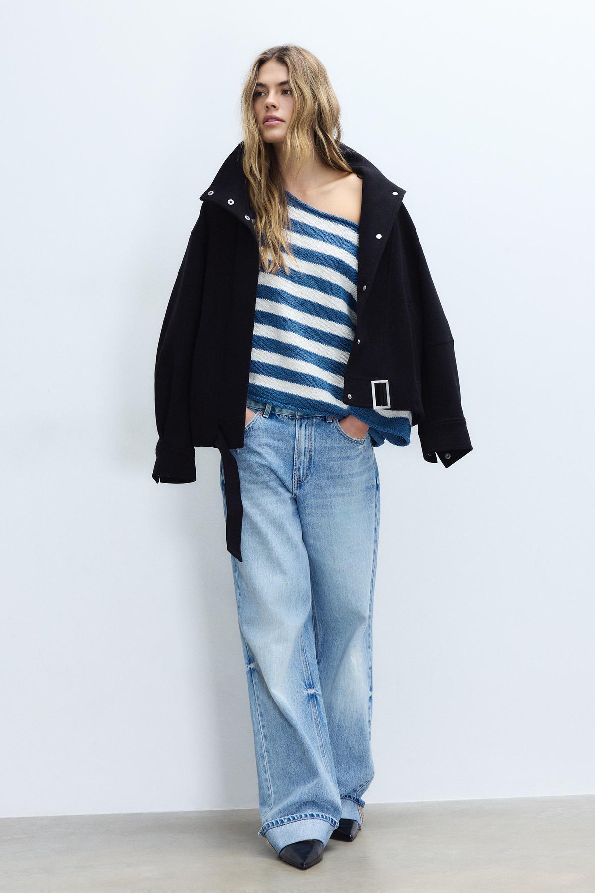 Stradivarius  Geniş yaka triko kazak - Görsel 2