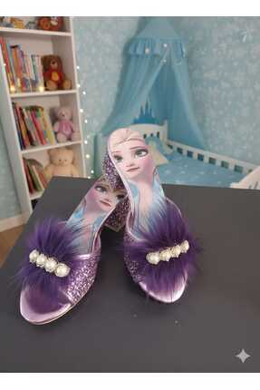 SGF KIDS MOR CAM KIRIĞI TERLİK ÇOCUK KARAKTERLİ TOPUKLU ABİYE TERLİK