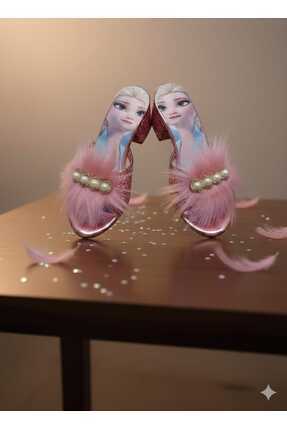 SGF KIDS PEMBE CAM KIRIĞI TERLİK ÇOCUK KARAKTERLİ TOPUKLU ABİYE TERLİK