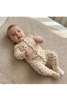 Süpermini Büyük Küçük Kalp Patikli Bebek Tulum – %100 Pamuk, Yumuşak ve Şık 6...