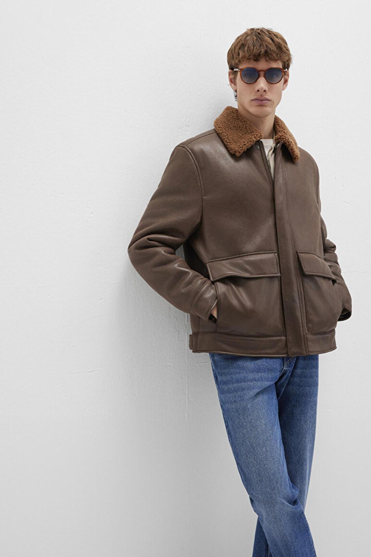 Mavi  M0110669-70240 Erkek Suni Kürk Detaylı Kahve Mont - Görsel 2