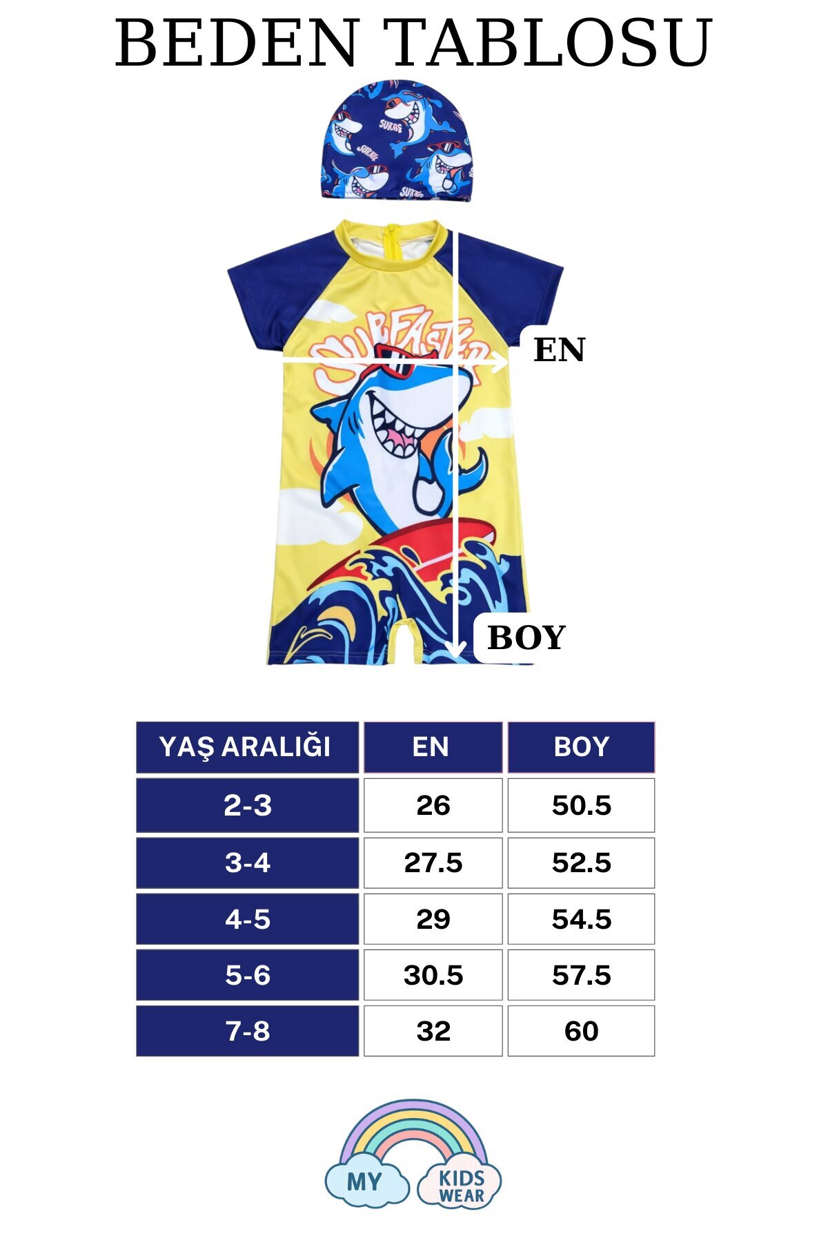 My Kids Wear Erkek Çocuk Boneli Fermuarlı Çocuk Plaj Mayosu 2-8 Yaş 12555 fotoğrafı 2 (önizleme)