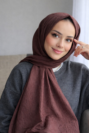 Linda Kadın Bambu kraş şal acı kahve