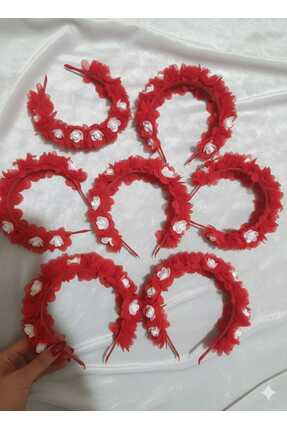 Esram Butik Nedime Taç, Gelin Kına Gecesi Kırmızı Lazer Güllü Nedime Tacı, Be...