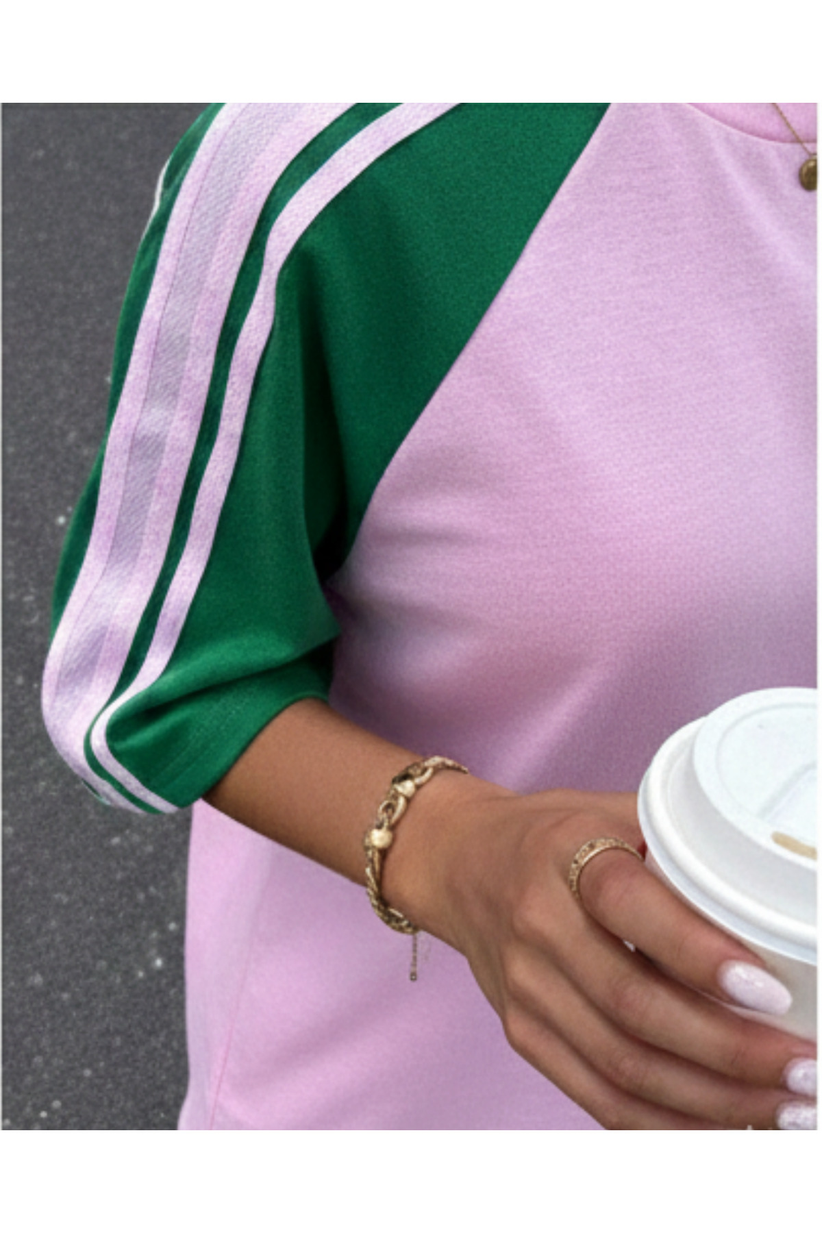 Touz Moda  Retro Streetwear Club Pembe Yeşil Oversize T-Shirt - Görsel 4