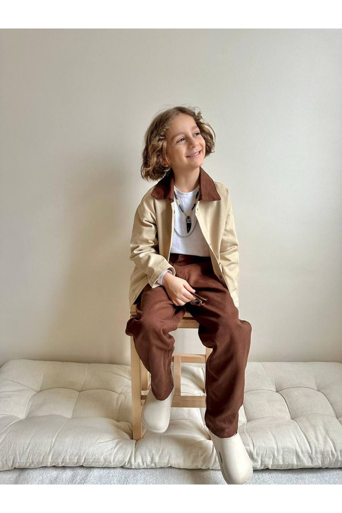 Gabardin Takım Erkek Cocuk - Bej