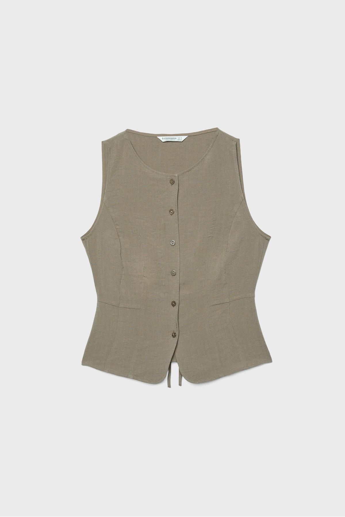 Stradivarius  Düğmeli kolsuz top - Görsel 6