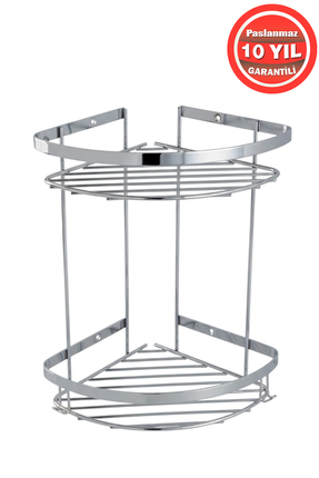 BanyomHome Clk Paslanmaz Çelik SUS304 Kalite Zerrin 2'Lİ Şampuanlık Banyo Raf...