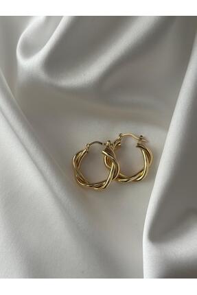 RA By Melisa Sarmal Burgu Altın Kaplama Çelik Küpe