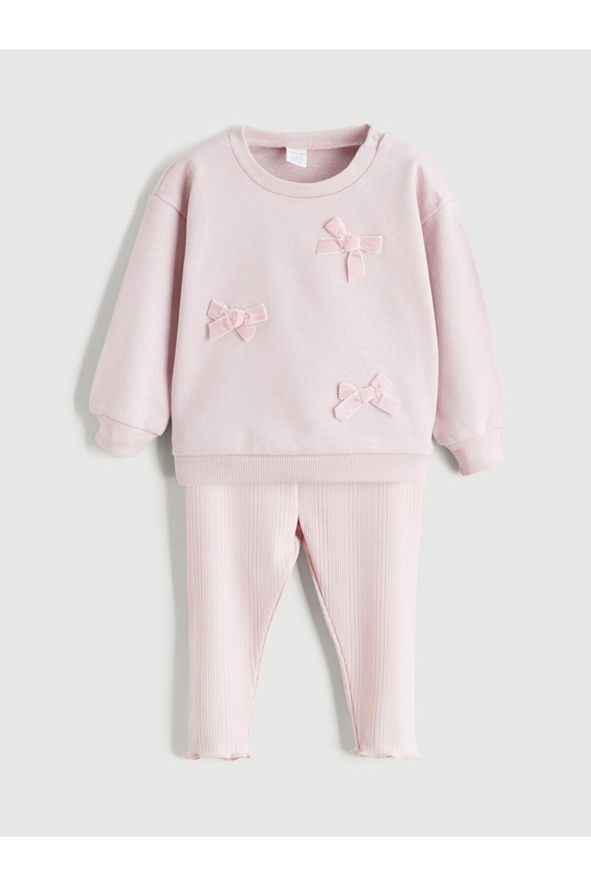 LC Waikiki Peak New Season Bowknot Baby Girl Sweatshirt and Leggings 2-Piece Set