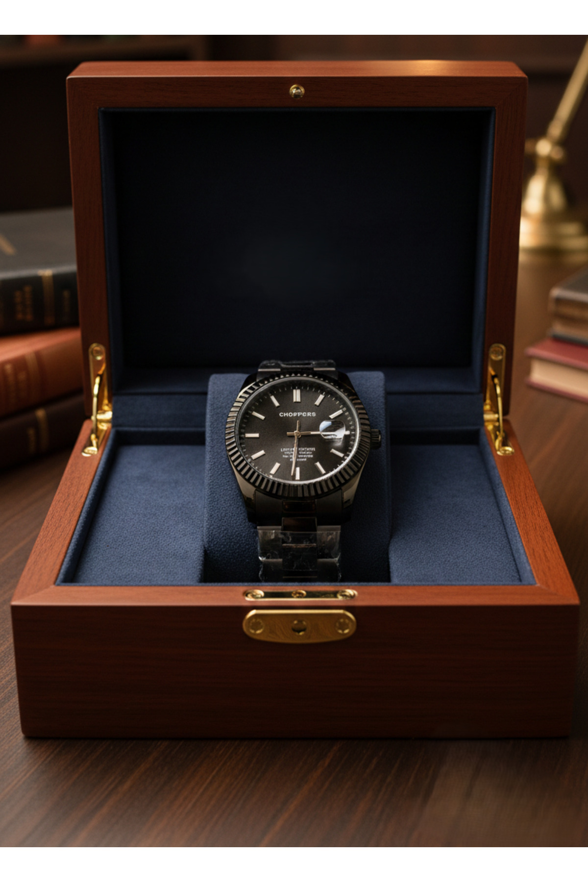 Goldwatches Blackout Tam Siyah Erkek Kol Saati - Siyah Çelik Kordonlu Takvimli Fosforlu Kadran