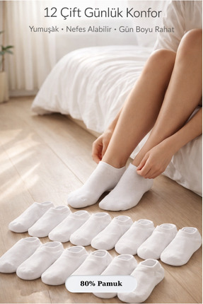 Clyss Kadın Patik Çorap 6 Çift %80 Pamuk Nefes Alabilen Günlük Esnek Çorap 36...