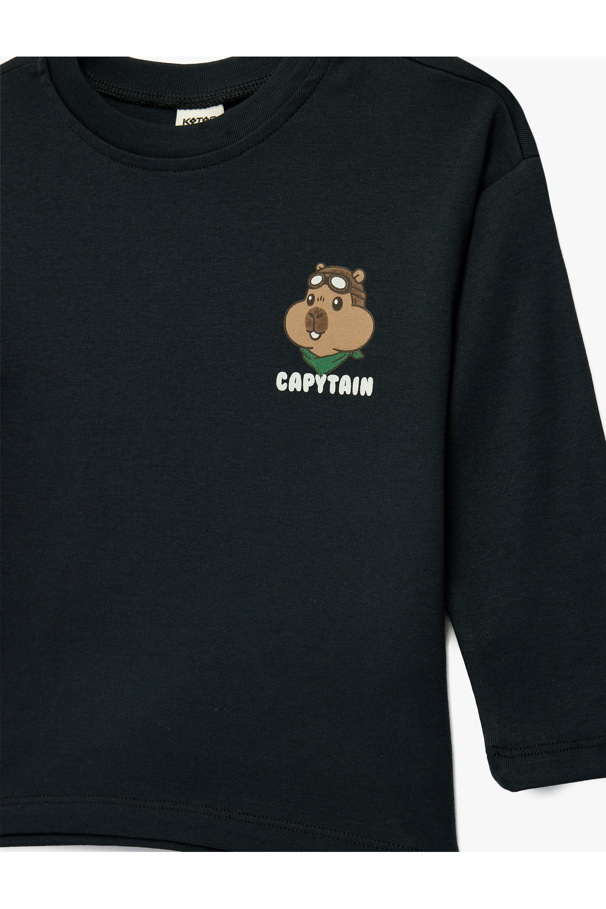 Koton Uzun Kollu Pamuklu Bisiklet Yaka Kapibara Baskılı Tişört fotoğrafı 3 (önizleme)