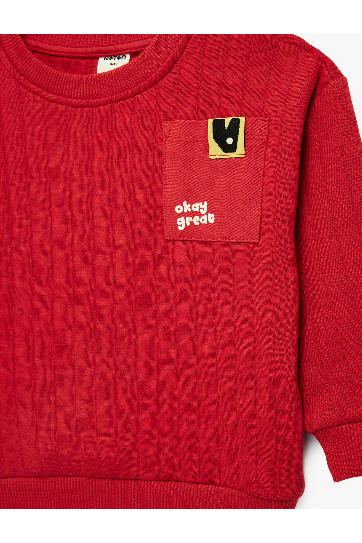 Koton Şardonlu Uzun Kollu Bisiklet Yaka Pamuklu Sweatshirt fotoğrafı 3 (önizleme)