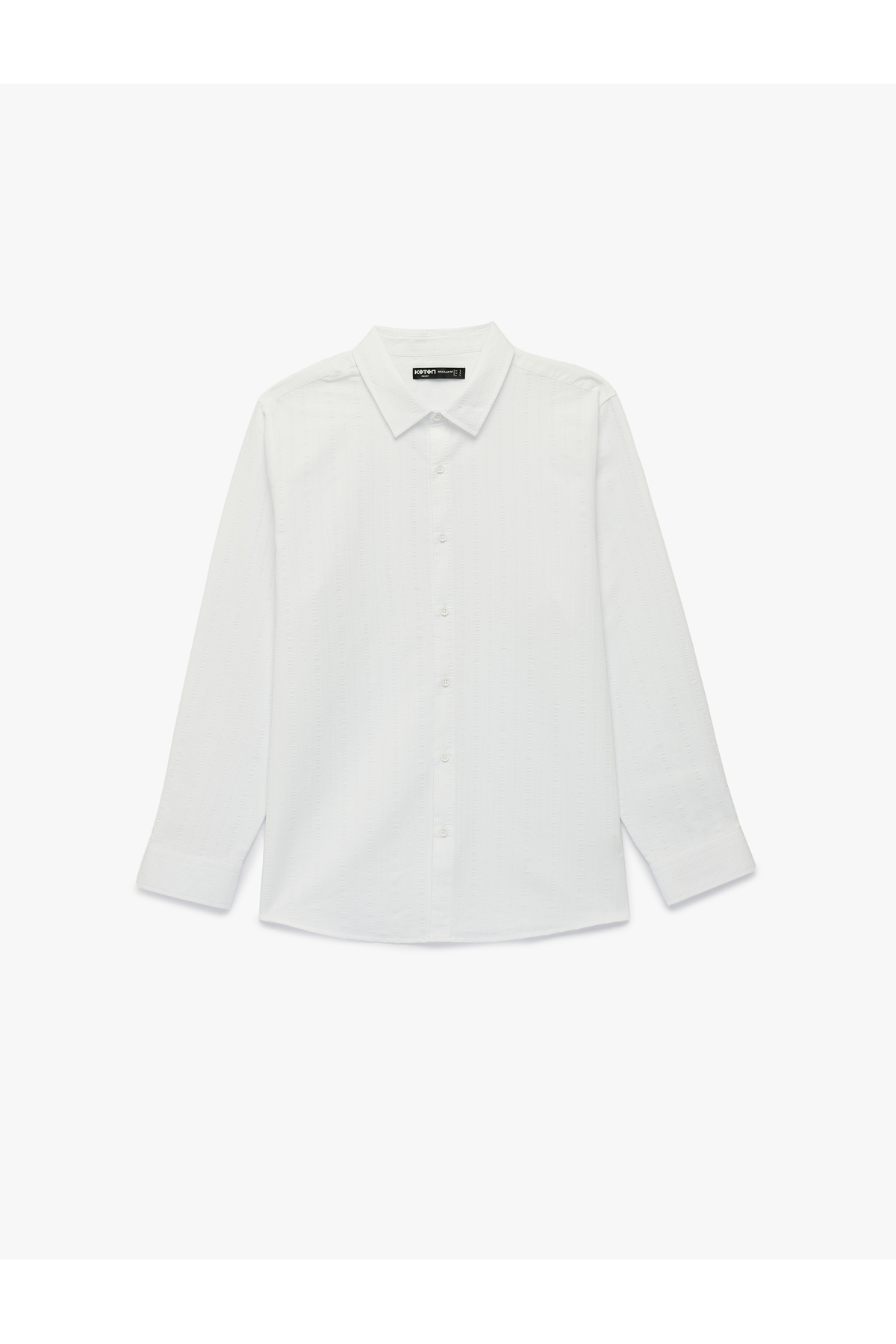 کوتون پیراهن آستین بلند بافت‌دار یقه کلاسیک معمولی فیت