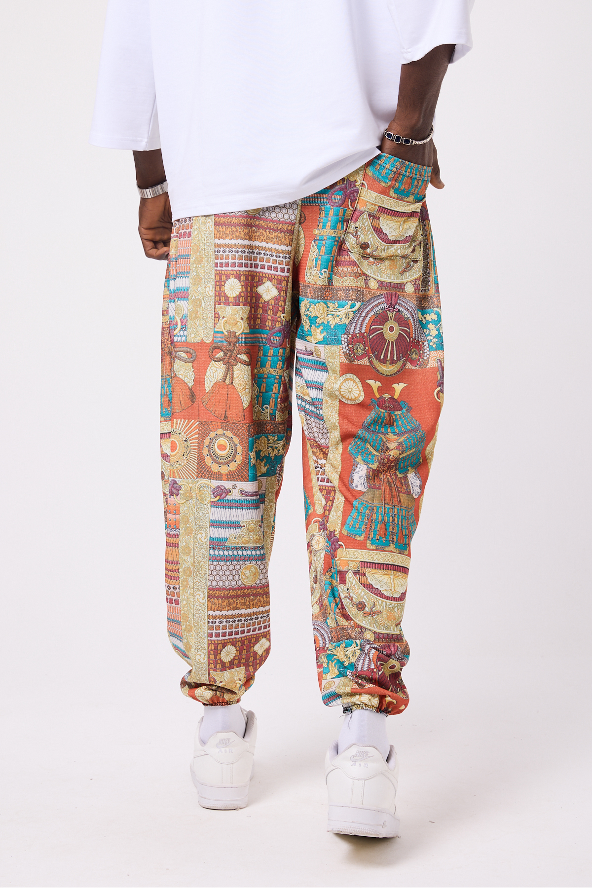 Unisex Sokak Tarzı Baskılı Bürümcük Spor Şalvar Pantolon — نارنجی TY-1014 — تصویر 4 از 4