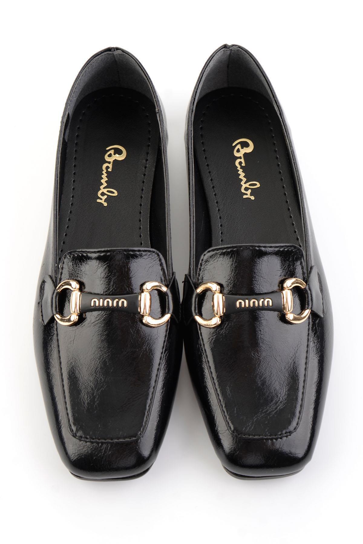 Bambi Siyah Kadın Loafer Ayakkabı K01641023042 görsel 5