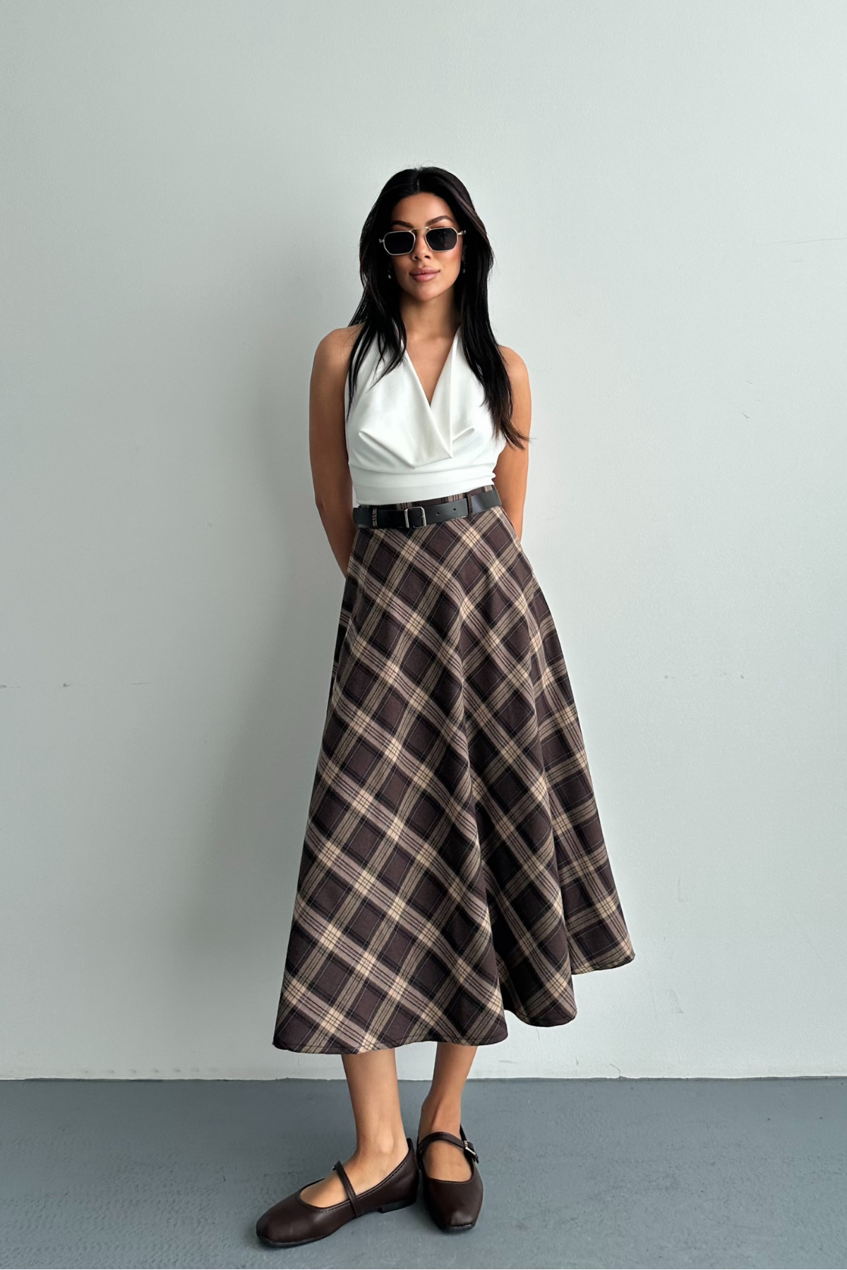 macharel jeans  A-Form Yeni Sezon Kemerli Etek