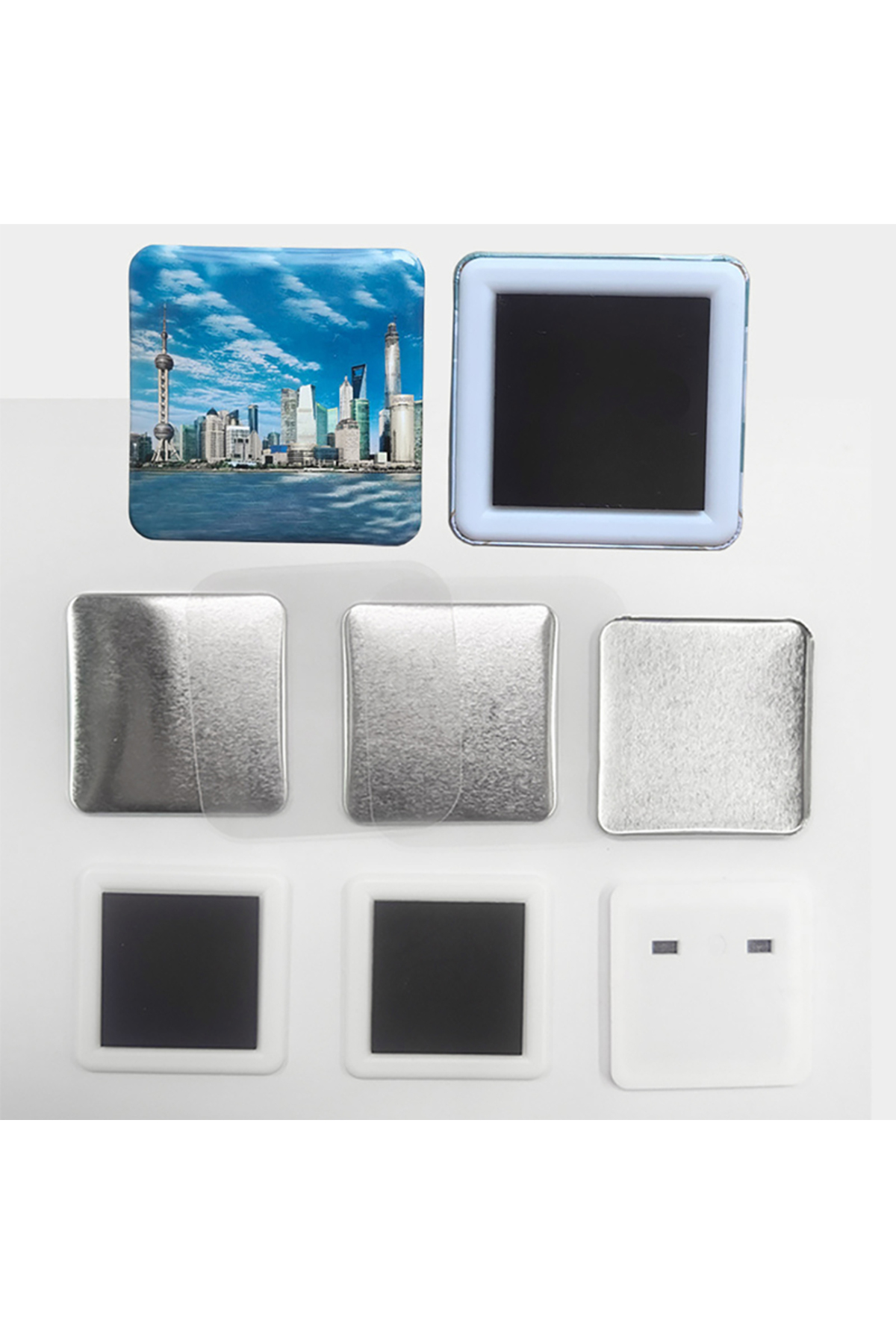 Choice 50Pcs Magnet Part 50x50mm Square Badge Maker Machine Rotary For ...