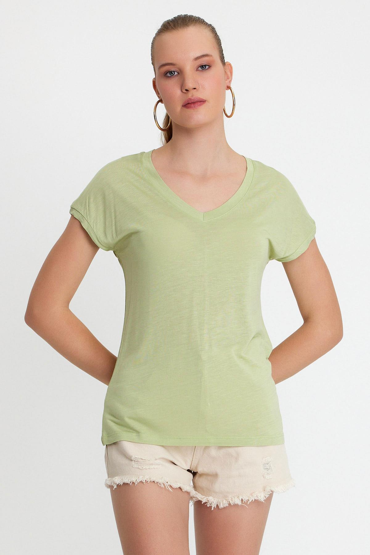 Women's Bamboo Fabric V-Neck T-shirt Mint