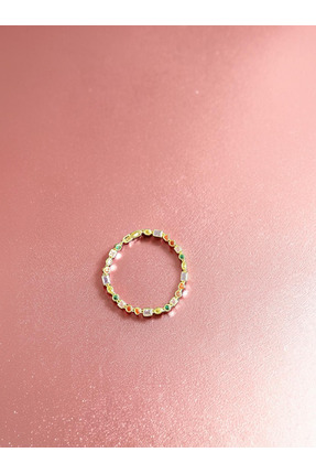 Noi jewelry Renkli Doğal Taş Detaylı Altın Kaplama Zarif Bileklik