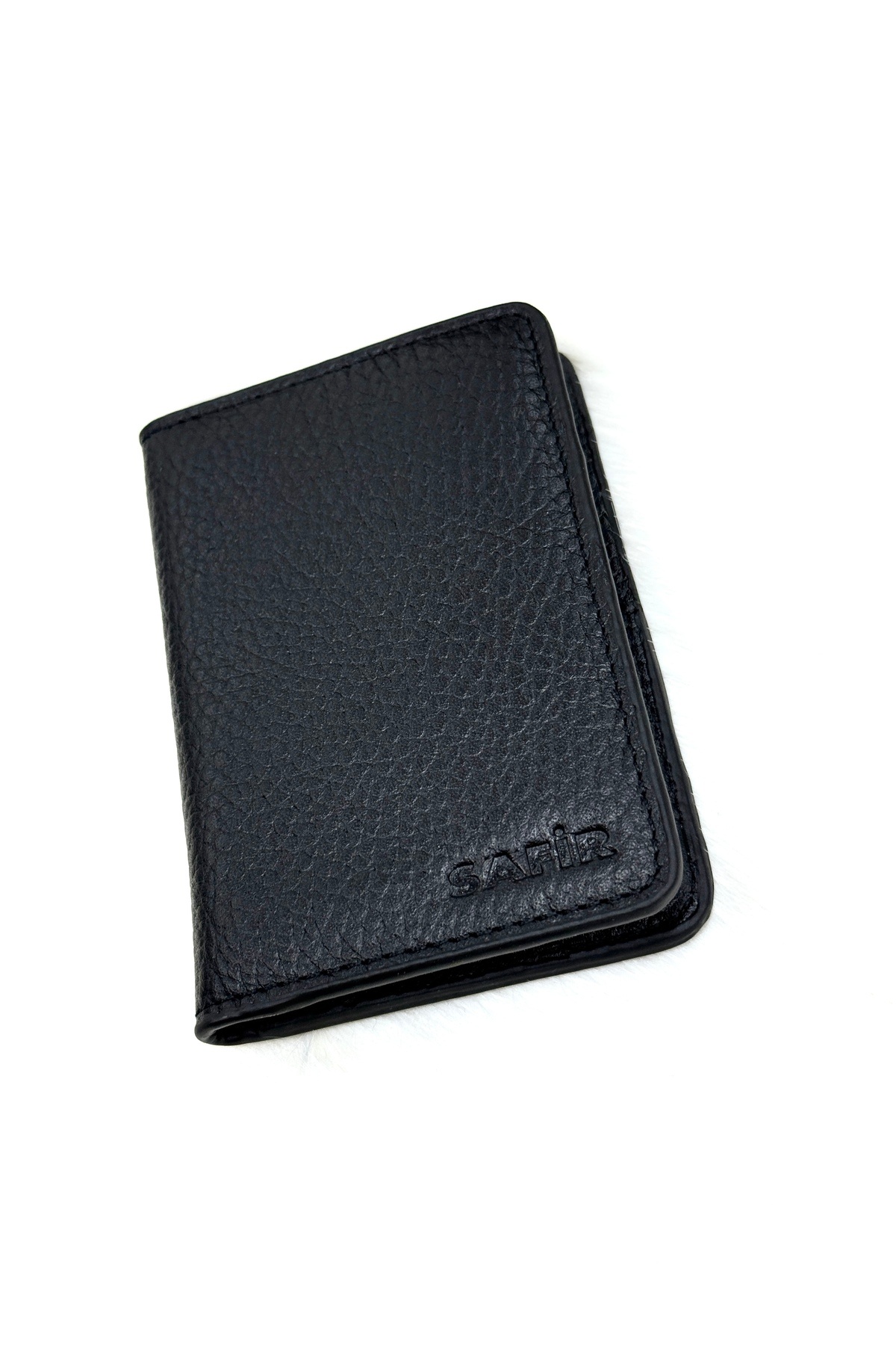 SAFİR DERİ Kredi Kartlık , kimlik , ehliyet Hakiki Deri Kapaklı Kartlık İnce Zarif Siyah Renk 11 CM x 8 CM görsel 2