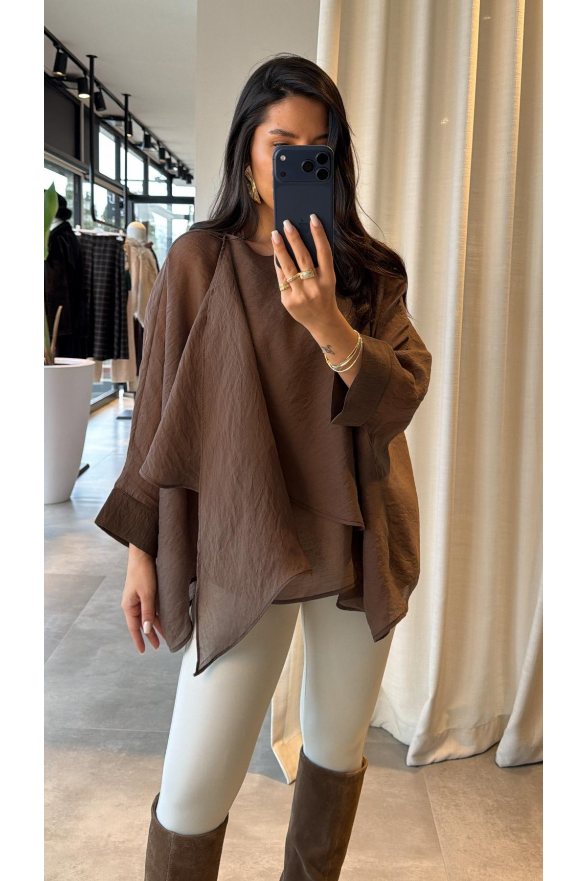 My Blog Braune Flying-Cape-Bluse - 5026