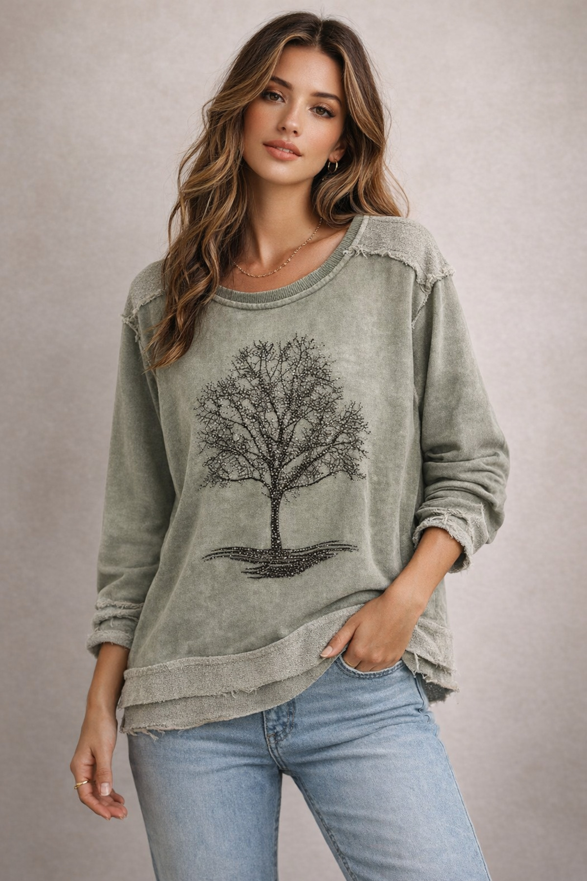 Erimeks KADIN TAŞLI SWEATSHIRT