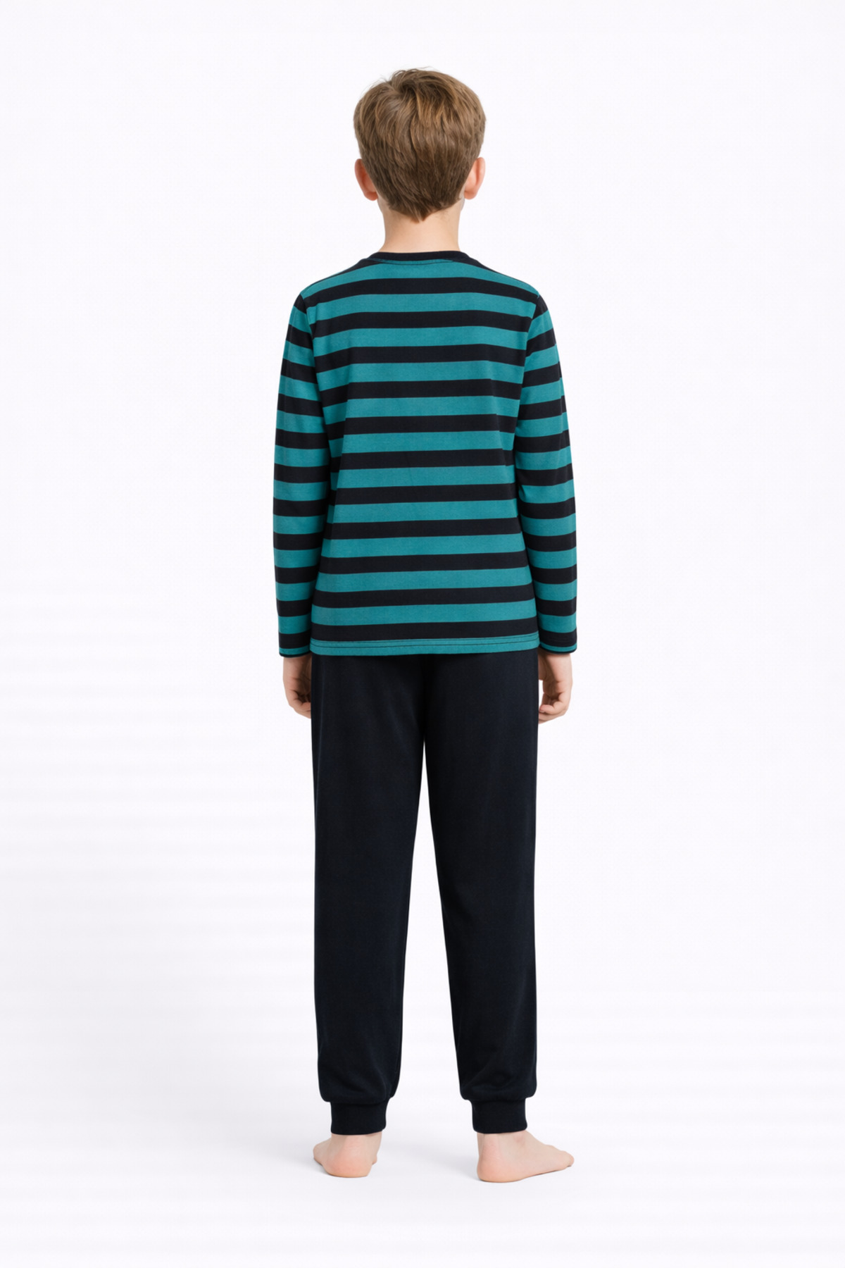 CİRİLO Erkek Çocuk Çizgili Garson Boy Organik Pamuk Pijama Takımı görsel 3