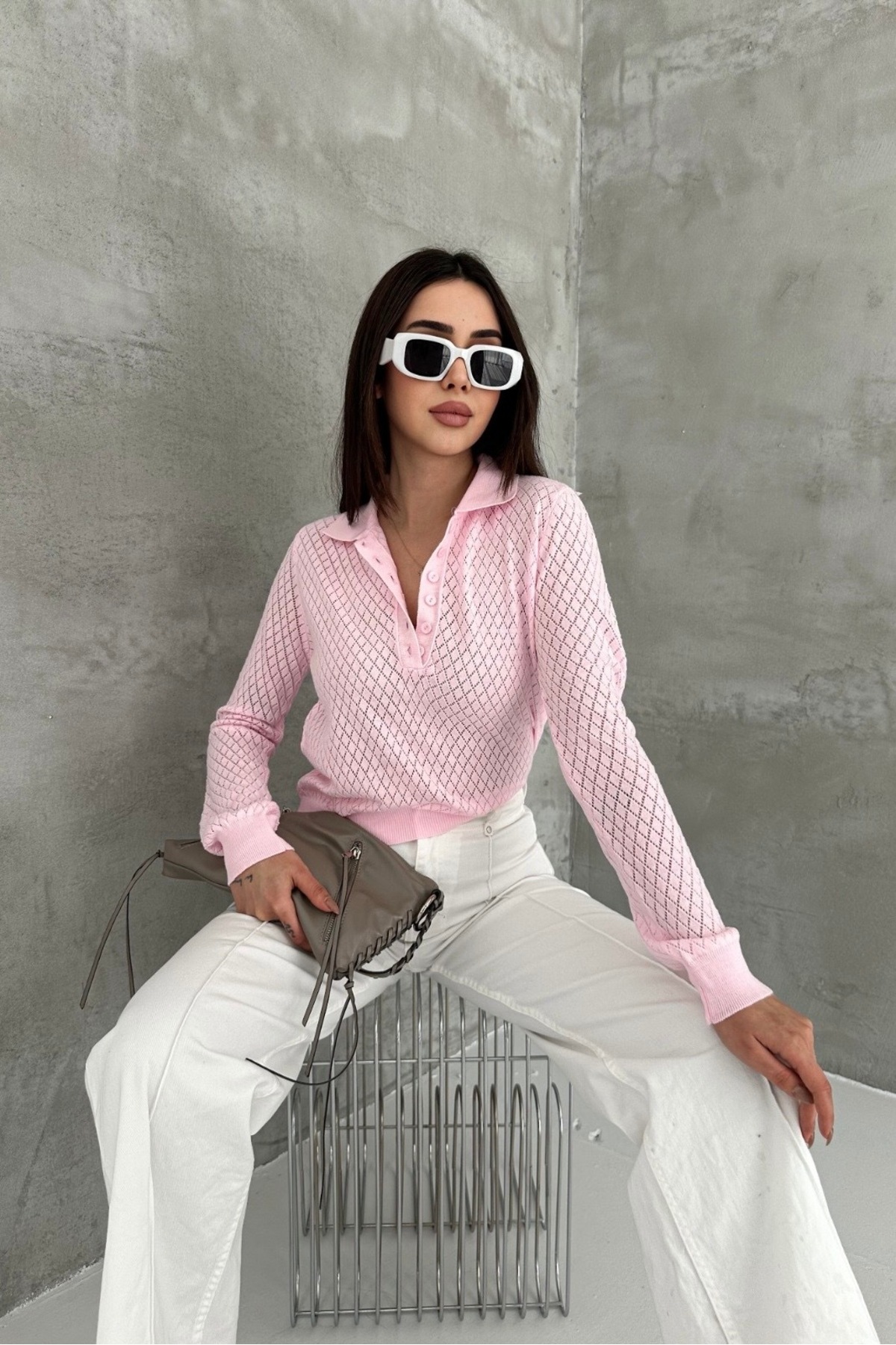 Noi Belis Polo bluza sa perforiranim poluprslukom i kopčanjem SS26BZ0006