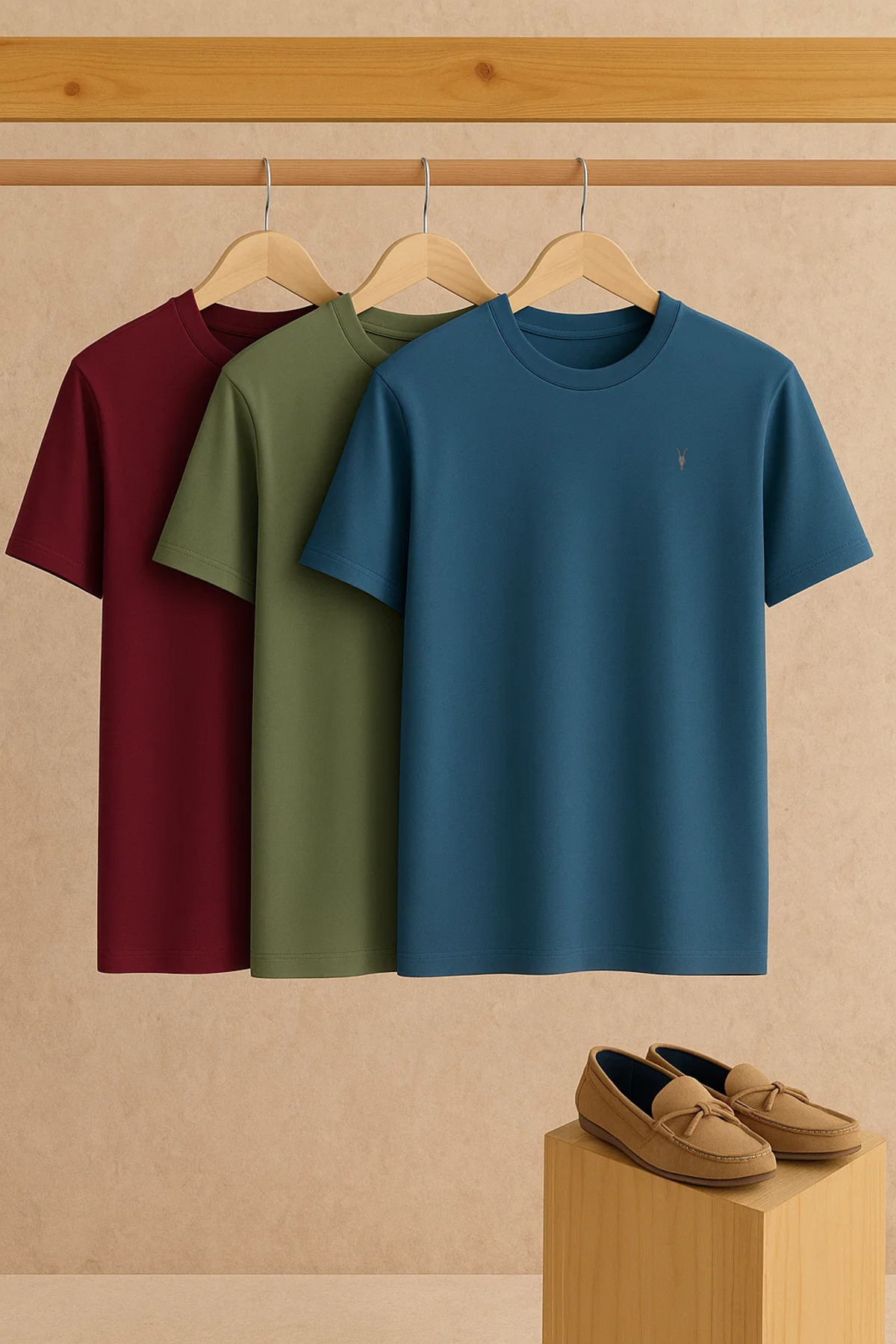 Men's Comfort Crew Neck Wide 3-Piece T-Shirt