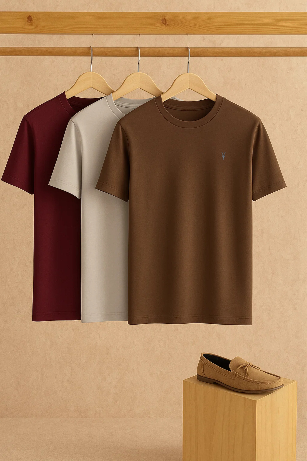 COMBİNE MİCHAİL  Erkek Comfort Bisiklet Yaka Bol 3 Lü Tişört