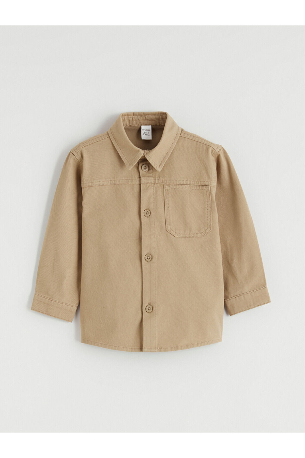 LC Waikiki Elsiva Collection Bej Erkek Çocuk Gabardin Gömlek ve Pantolon fotoğrafı 2 (önizleme)