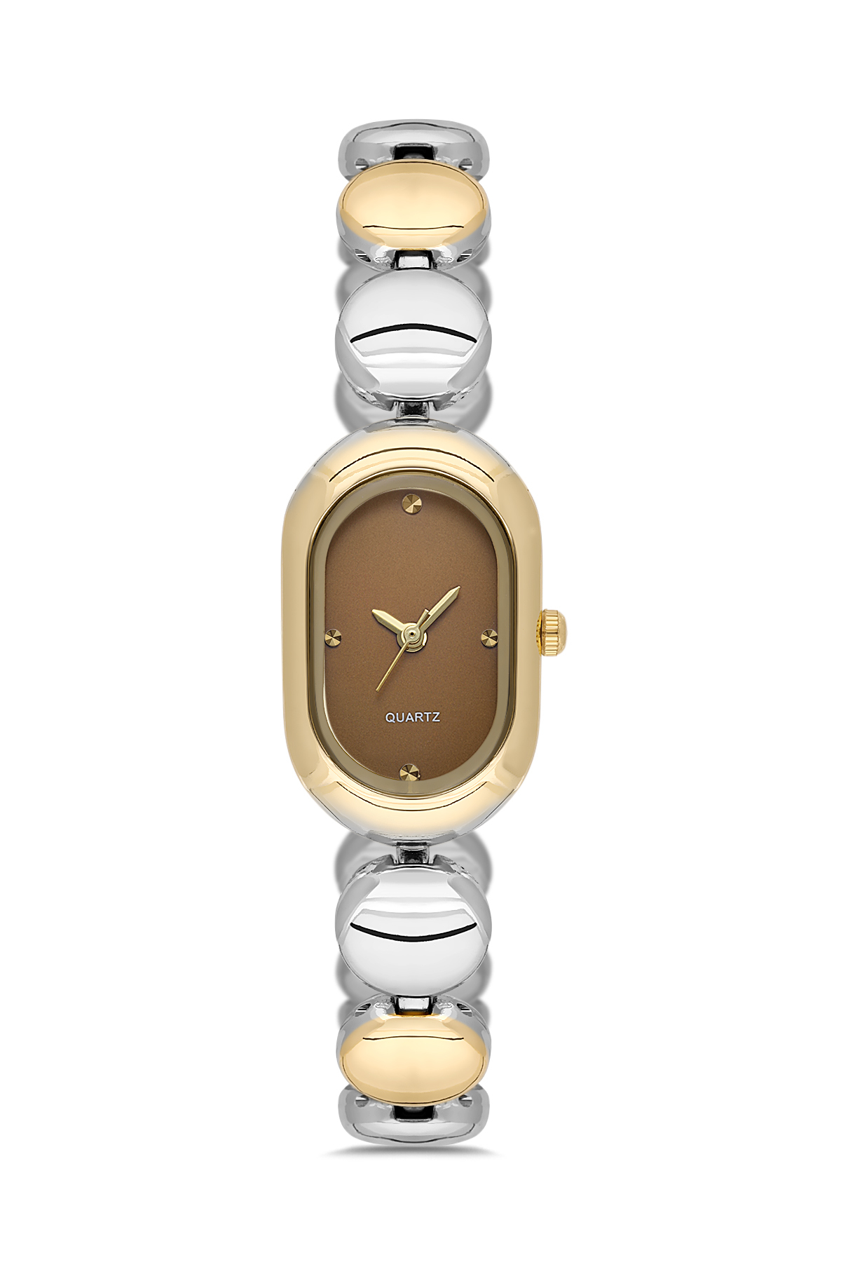 Women's Oval Vintage Bitter Brown Dial Steel Wrist Watch TCTSN001601S0468