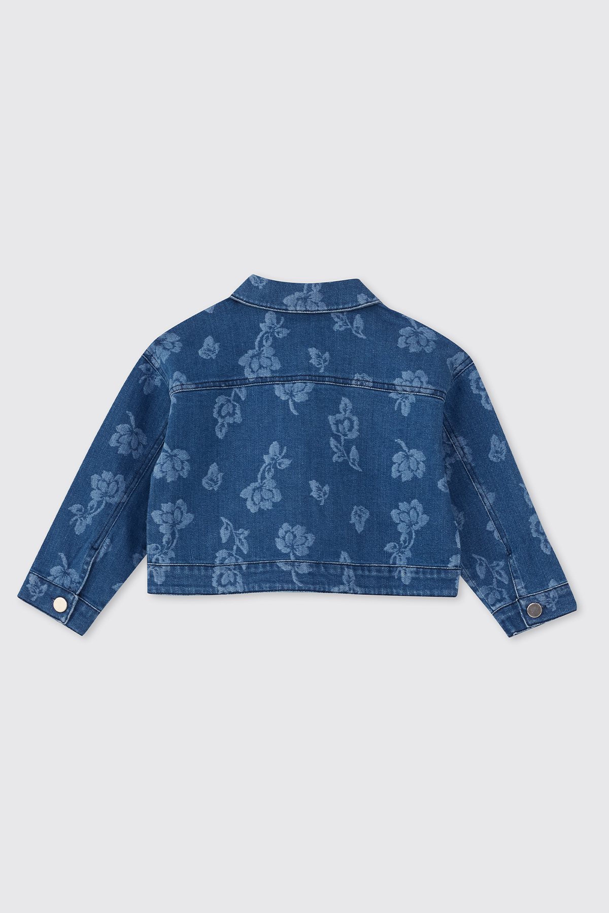 Panço Kız Bebek Çiçek Desenli İndigo Kot Ceket fotoğrafı 2 (önizleme)