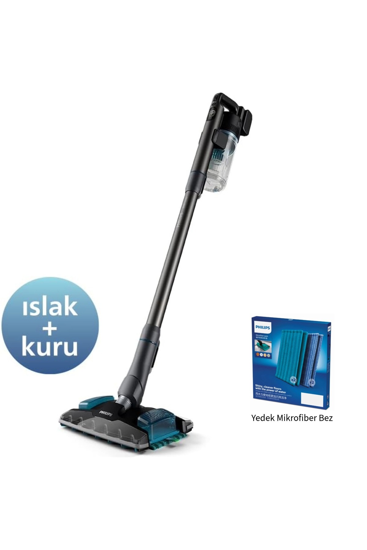 Philips 8000 Serisi Aqua En Uzun Şarjlı 80Dk ya Kadar Kullanım Hem Silen Hem Süpüren Dikey Süpürge