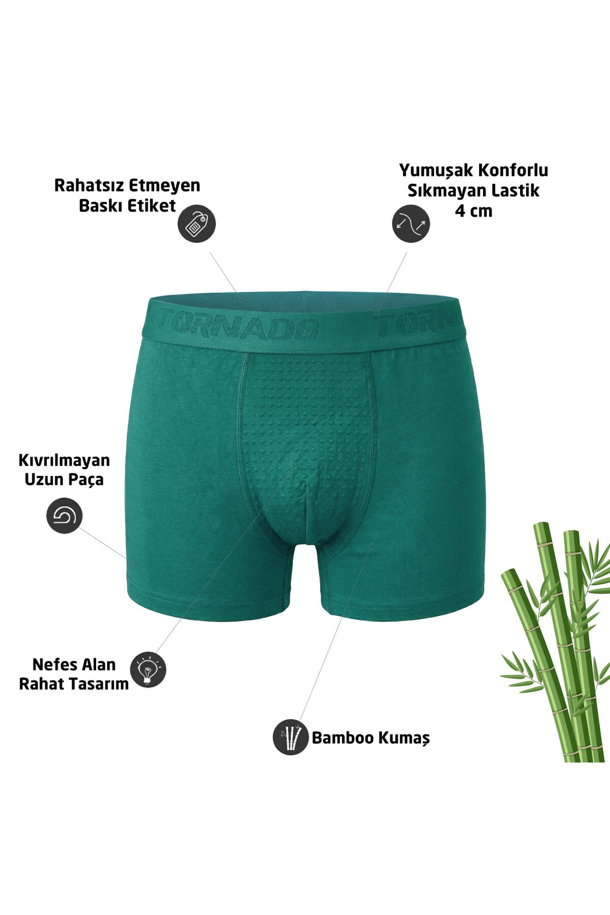 luxtornado Erkek Boxer Nefes Alan Bamboo Kumaş 6li adet görsel 6