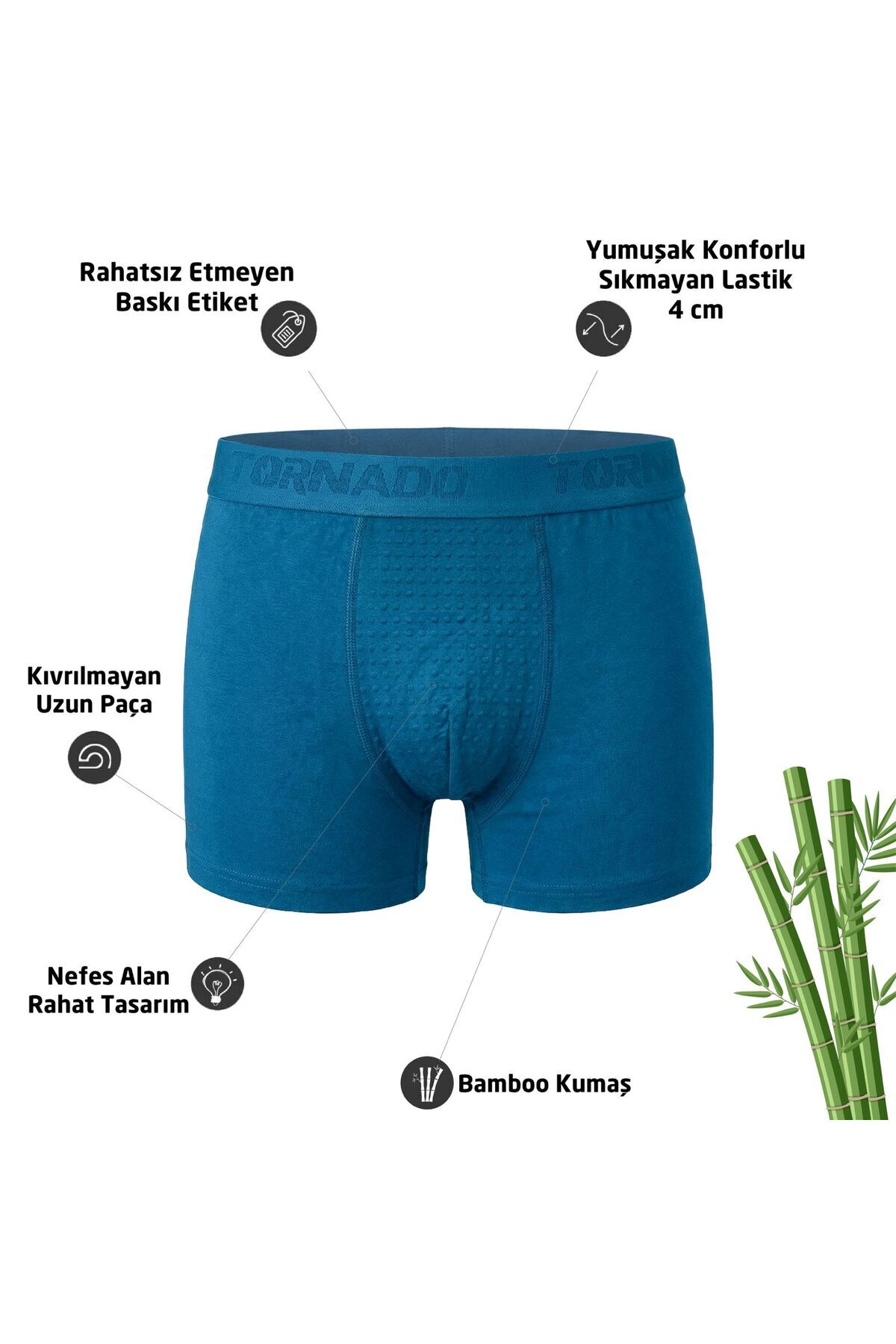 luxtornado Erkek Boxer Nefes Alan Bamboo Kumaş 6li adet görsel 5