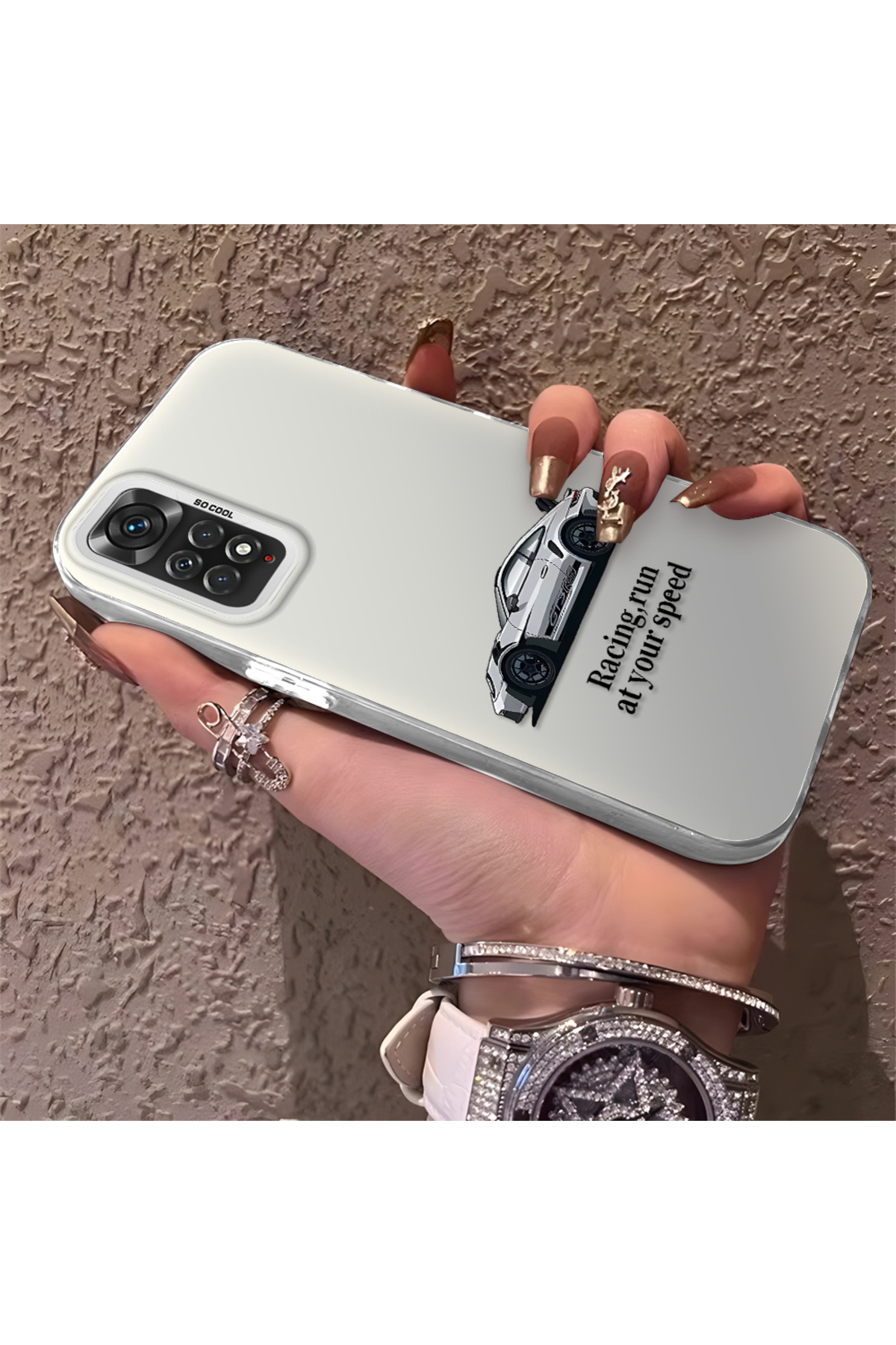Redmi Note 11 Compatible Silicone Edge Hard Rear Anti Fall Phone Case with Mercedes Pattern
