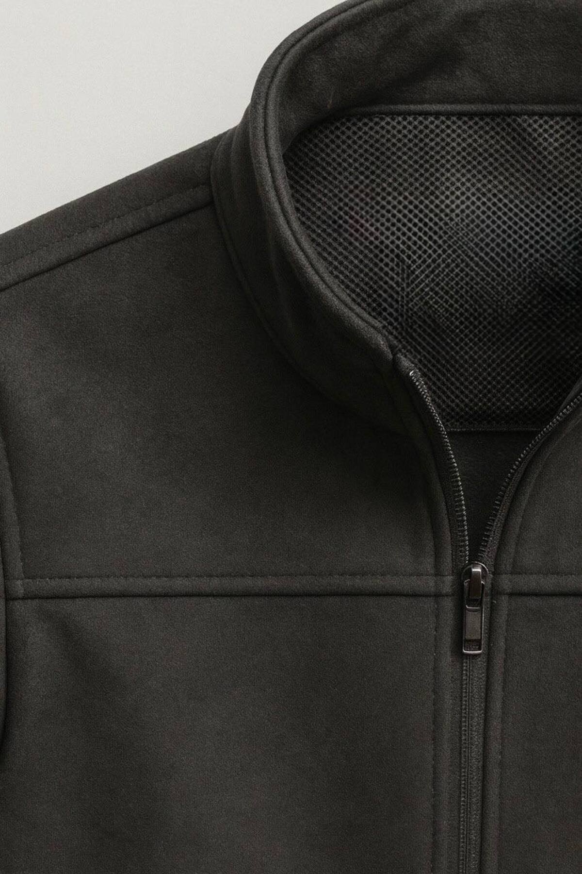 BASEL.CO  Basic Sade Şık Slim Fit Mevsimlik Süet Ceket - Görsel 3