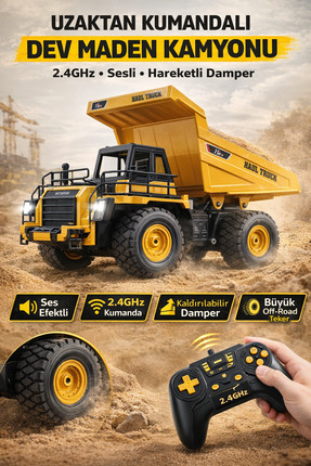 YILDIRIM OYUNCAK Uzaktan Kumandalı Damperli Maden Kamyonu 40cm | 2.4GHz RC Se...